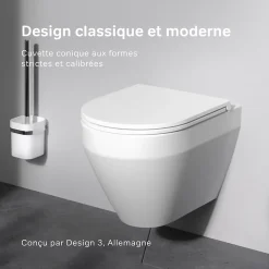 Am.Pm Europe WC suspendu céramique sans bride cuvette WC suspendu sans bord FlashClean abattant amov. frein chute softclose blanc AM.PM* Wc Suspendu
