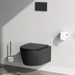 Am.Pm Europe WC suspendu céramique sans bride cuvette WC suspendu sans bord FlashClean abattant amov. frein chute softclose, Noir AM.PM X-Joy S* Wc Suspendu