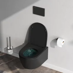 Am.Pm Europe WC suspendu céramique sans bride cuvette WC suspendu sans bord FlashClean abattant amov. frein chute softclose, Noir AM.PM X-Joy S* Wc Suspendu