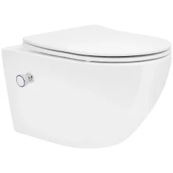 Luxebath WC suspendu en céramique cuvette sans rebord long fonction bidet avec siège* Wc Suspendu
