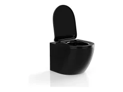 Vente-unique WC suspendu noir brillant en céramique sans bride - JAVOINE* Wc Suspendu
