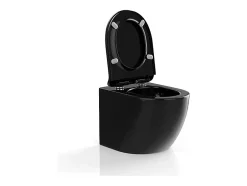 Vente-unique WC suspendu noir brillant en céramique sans bride - JAVOINE* Wc Suspendu