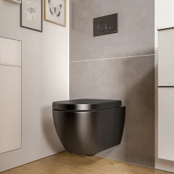 Bernstein WC suspendu Noir mat 36x53x36cm (LxPxH) sans rebord, abattant fermeture progressive + soft-close - VIREO