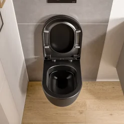 Bernstein WC suspendu Noir mat 36x53x36cm (LxPxH) sans rebord, abattant fermeture progressive + soft-close - VIREO