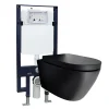 Bernstein WC suspendu noir Toilettes bâti-support pack économique - B-8030 - plaque de déclenchement Modèle 4111 satin* Wc Suspendu