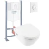 Villeroy & Boch WC suspendu sans bride VILLEROY ET BOCH Architectura + abattant + bati support GROHE + plaque de commande blanche
