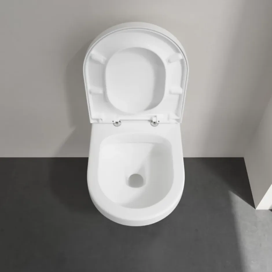 Villeroy & Boch WC suspendu sans bride VILLEROY ET BOCH Architectura + abattant + bati support GROHE + plaque de commande blanche