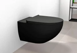 Bernstein WC suspendu sans rebord, abattant avec mécanisme de fermeture douce - Noir mat - 36,5x32x57,5 (LxHxP) - E-9030* Wc Suspendu