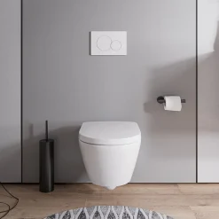 Bernstein WC suspendu sans rebord, Cuvette supendue avec abattant fermeture en douceur - 37x36x54cm - Blanc brillant - VIVEO* Wc Suspendu