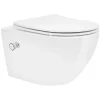 Luxebath WC suspendu sans rebord nano revêtement fonction bidet long blanc céramique