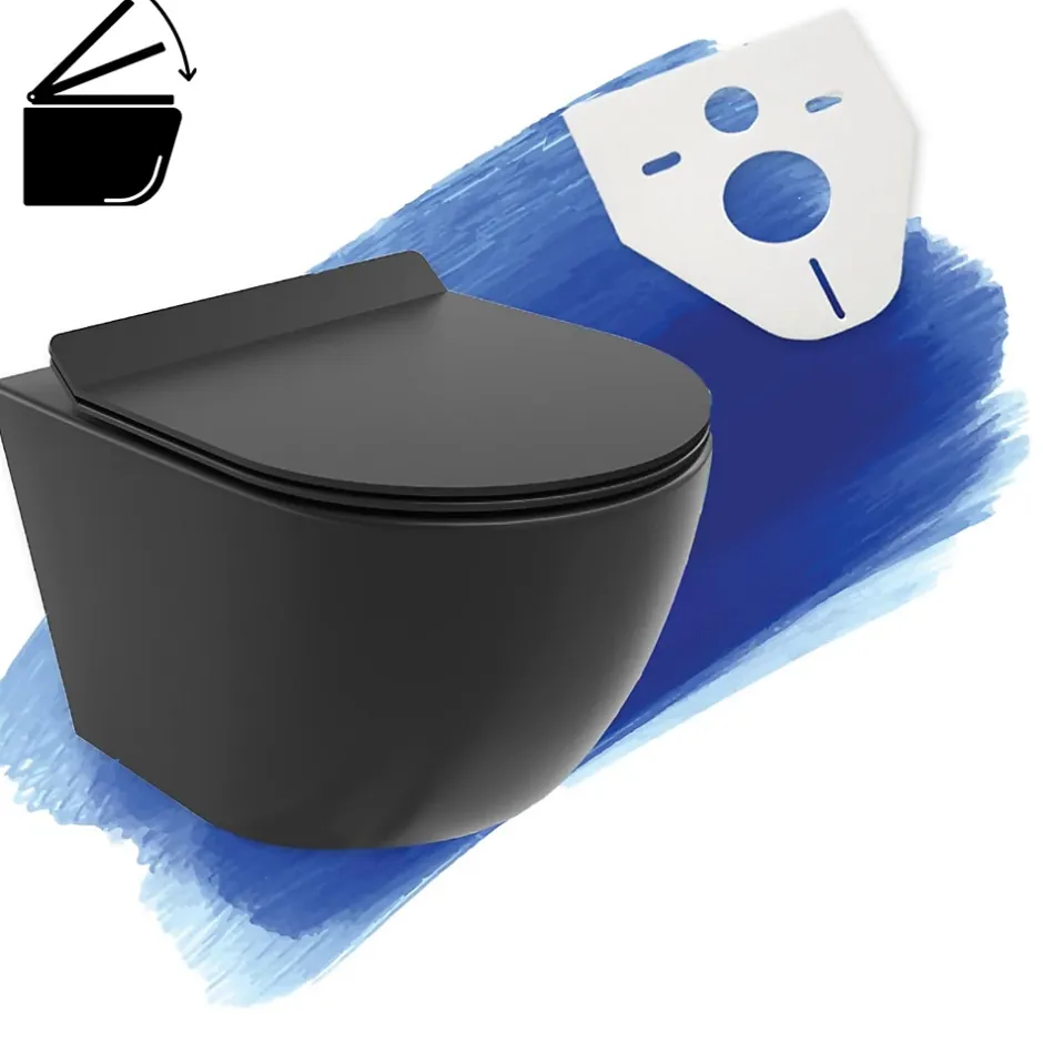 Badland WC Toilettes : cuvette noire avec siège de toilette Slim Soft-Close* Wc Suspendu