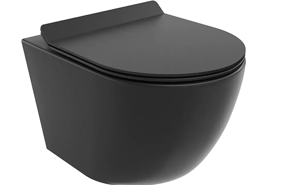 Badland WC Toilettes : cuvette noire avec siège de toilette Slim Soft-Close* Wc Suspendu