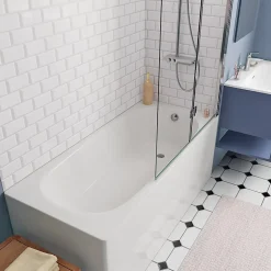 Kolo by Geberit 160x70 cm Ensemble baignoire Opal Plus universelle +Pare baignoire pliable, 2 volets chrome + pieds (XWP1260000-SETP2)* Baignoire Droite