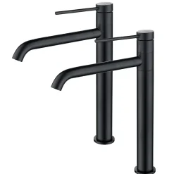 Homelody 2x Robinet Salle de Bain Haut Bec Pivotant Vasque Mitigeur de Lavabo Noir Mat Robinet en Inox SS304 pour Salle de Bain* Robinet Lavabo Et Vasque