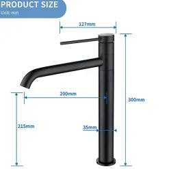 Homelody 2x Robinet Salle de Bain Haut Bec Pivotant Vasque Mitigeur de Lavabo Noir Mat Robinet en Inox SS304 pour Salle de Bain* Robinet Lavabo Et Vasque