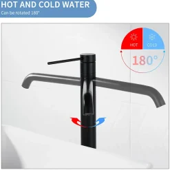 Homelody 2x Robinet Salle de Bain Haut Bec Pivotant Vasque Mitigeur de Lavabo Noir Mat Robinet en Inox SS304 pour Salle de Bain* Robinet Lavabo Et Vasque