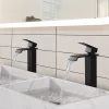 Homelody 2x Robinet Salle de Bain Noir Cascade Bec Haut Mitigeur de Lavabo Robinetterie en Acier Inox pour lavabo et vasque Design Moderne