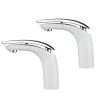 Homelody 2x Robinets Salle de Bain Mitigeur de Lavabo en Laiton de Qualité Blanc Chromé Robinetterie pour Lavabo Hauteur sous Bec 125mm