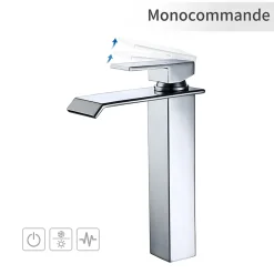 Homelody 2x Robinets Salle de Bain Cascade Mitigeurs de Lavabo Bec Haut Robinets de Lavabo Chromé Robinetteries pour Vasque Design Moderne