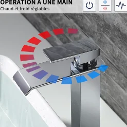 Homelody 2x Robinets Salle de Bain Cascade Mitigeurs de Lavabo Bec Haut Robinets de Lavabo Chromé Robinetteries pour Vasque Design Moderne