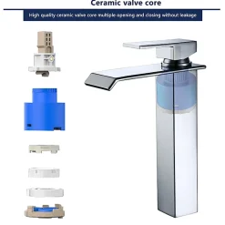 Homelody 2x Robinets Salle de Bain Cascade Mitigeurs de Lavabo Bec Haut Robinets de Lavabo Chromé Robinetteries pour Vasque Design Moderne