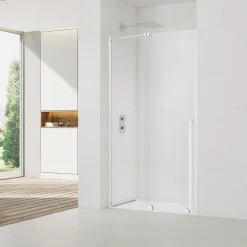Swiss Aqua Technologies X-MOTION Porte de douche 110x200cm Coulissante, anticalcaire avec profilé blanc (SATBWIXM110NIKAB)