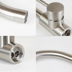 zmh Robinetterie de lavabo en acier inoxydable Mitigeur de lavabo rotatif à haute pression