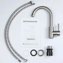 zmh Robinetterie de lavabo en acier inoxydable Mitigeur de lavabo rotatif à haute pression