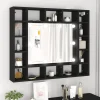 zmh Armoire à miroir à LED noir 91x15x76,5 cm* Meuble Wc