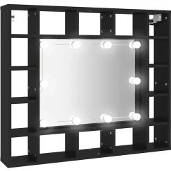 zmh Armoire à miroir à LED noir 91x15x76,5 cm* Meuble Wc