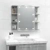 zmh Armoire à miroir avec LED Sonoma gris 70x16,5x60 cm* Meuble Wc