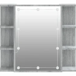 zmh Armoire à miroir avec LED Sonoma gris 70x16,5x60 cm* Meuble Wc