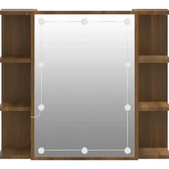 zmh Armoire à miroir avec LED Chêne marron 70x16,5x60 cm