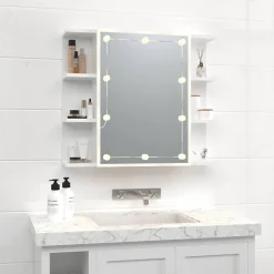zmh Armoire à miroir avec LED Blanc brillant 70x16,5x60 cm