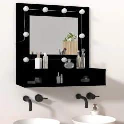 zmh Armoire à miroir avec LED noir 60x31,5x62 cm