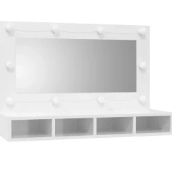 zmh Armoire à miroir avec LED Blanc brillant 90x31,5x62 cm* Meuble Wc