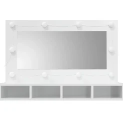 zmh Armoire à miroir avec LED Blanc brillant 90x31,5x62 cm* Meuble Wc