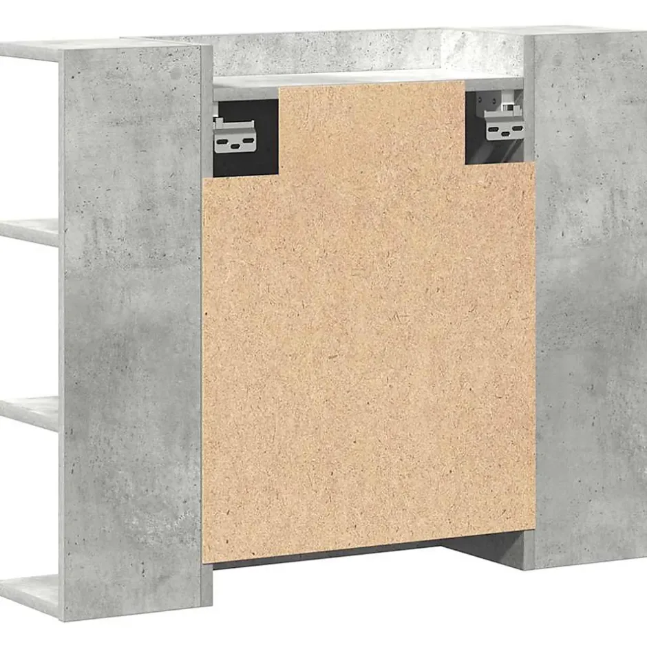 zmh Armoire à miroir de bain Gris béton 80x20,5x64 cm Aggloméré* Meuble Wc
