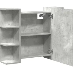 zmh Armoire à miroir de bain Gris béton 80x20,5x64 cm Aggloméré* Meuble Wc