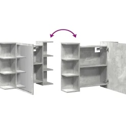 zmh Armoire à miroir de bain Gris béton 80x20,5x64 cm Aggloméré* Meuble Wc