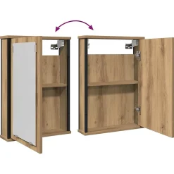 zmh Armoire à miroir de salle de bain chêne artisanal 42x12x60 cm