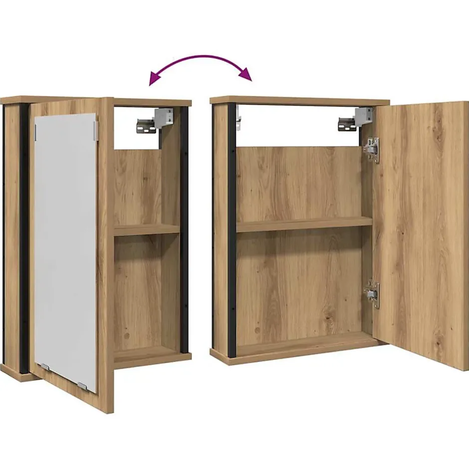 zmh Armoire à miroir de salle de bain chêne artisanal 42x12x60 cm
