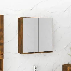 zmh Armoire à miroir de salle de bain Chêne fumé 64x20x67 cm* Meuble Wc