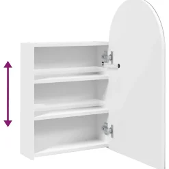 zmh Armoire de bain à miroir avec LED arquée blanc 42x13x70 cm* Meuble Wc