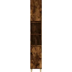 zmh Armoire de bain chêne fumé 30x30x190 cm bois d'ingénierie* Meuble Wc