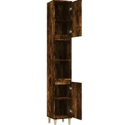 zmh Armoire de bain chêne fumé 30x30x190 cm bois d'ingénierie* Meuble Wc