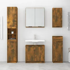 zmh Armoire de bain Chêne fumé 32x34x188,5 cm Bois d'ingénierie* Meuble Wc