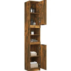 zmh Armoire de bain Chêne fumé 32x34x188,5 cm Bois d'ingénierie* Meuble Wc