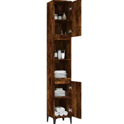 zmh Armoire de bain chêne fumé 30x30x190 cm bois d'ingénierie* Meuble Wc