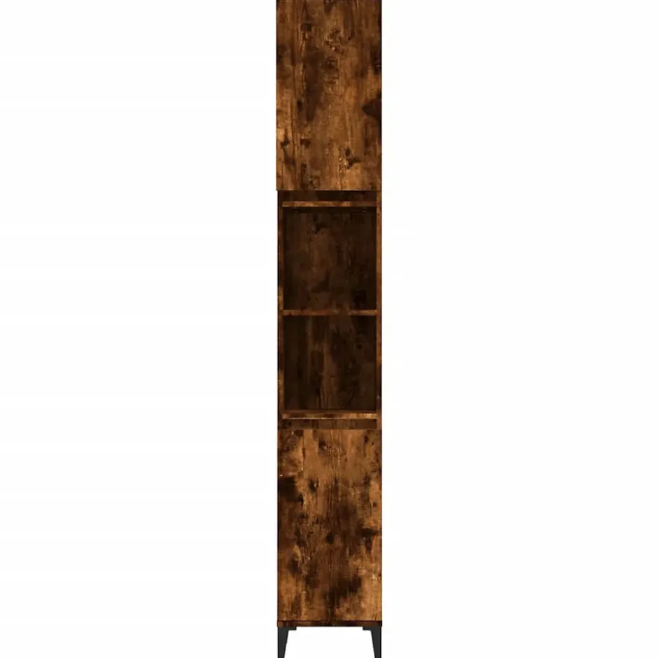 zmh Armoire de bain chêne fumé 30x30x190 cm bois d'ingénierie* Meuble Wc